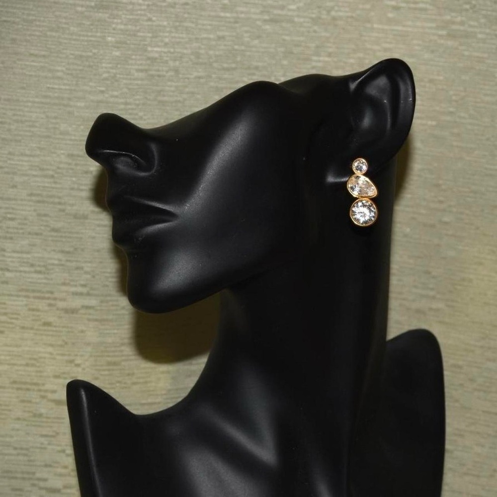 Gold Mixed Crystal Statement Stud Earrings - Picture 6 of 6
